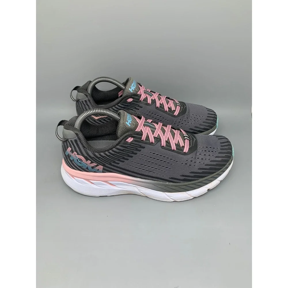 Hoka One One Clifton 5 Gray Pink Running Shoes Women's Sz 10